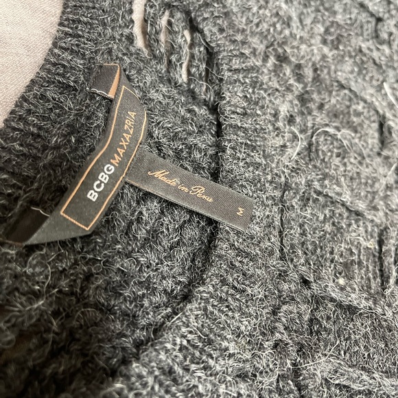 Woven belted BCBG charcoal tunic sweater M - Picture 4 of 6